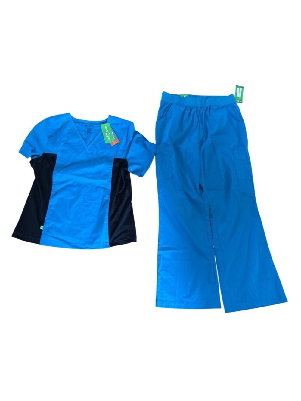 Health Pro Womens 2-Piece Scrub Set Womens Lg Turquoise & Black